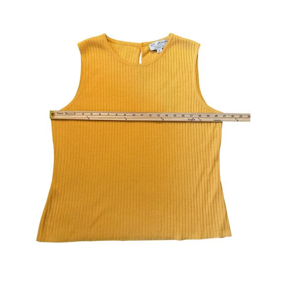 EUC St. John Collection Yellow Ribbed Knit Sleeveless Top Size L LuxuryFashion - Picture 5 of 8
